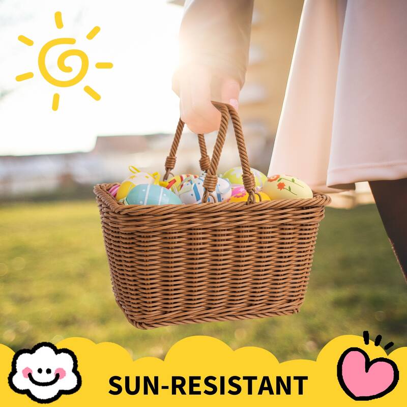 Small Front Bike Basket, Picnic Wicker Basket with Handle - 9.75"D x 7"W x 6"H