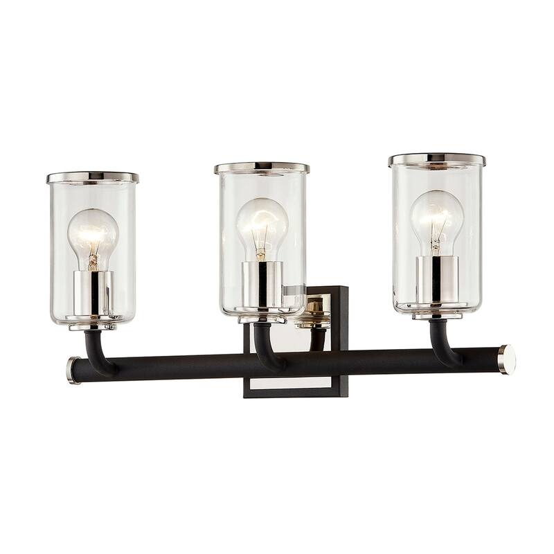 Aeon Carbide Black and Polished Nickel Vanity with Clear Glass
