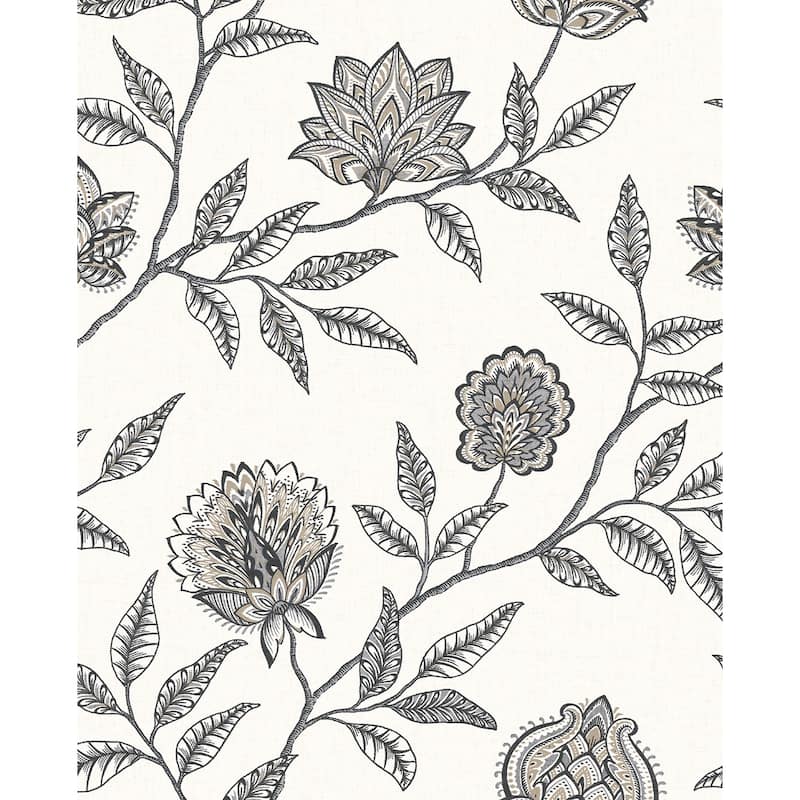 Stacy Garcia Home Jaclyn Peel and Stick Wallpaper - 20.5 in. W x 18 ft. L - Charcoal & Sandstone