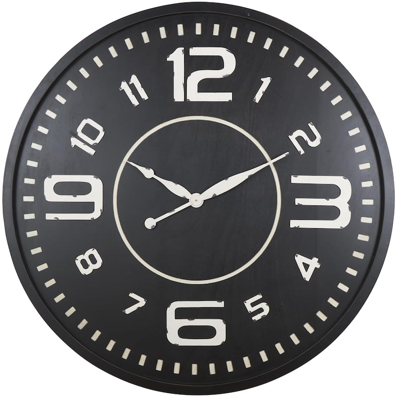 Wooden Decorative Wall Clock -Roche River Decor - Black - 59"D
