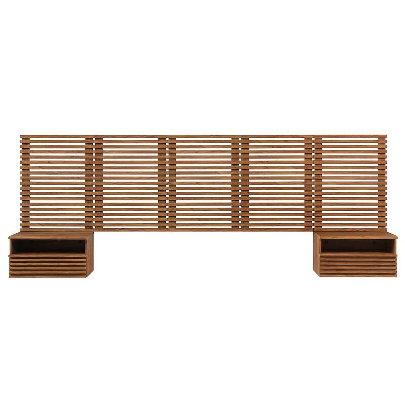 Vidalia Mid-century Modern Walnut Wooden Floating Queen Size Headboard ...