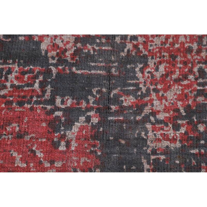 Pink Abstract Area Rug Handmade Contemporary Wool Carpet - 5'1"x 8'3"