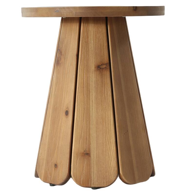 20 Inch Solid Wood End Table for Living Room, Round Side Table for Bedroom