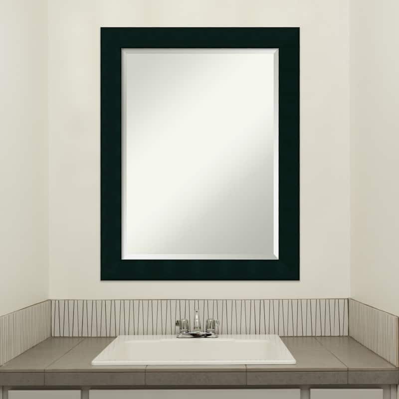 Beveled Wood Bathroom Wall Mirror - Tribeca Black Frame
