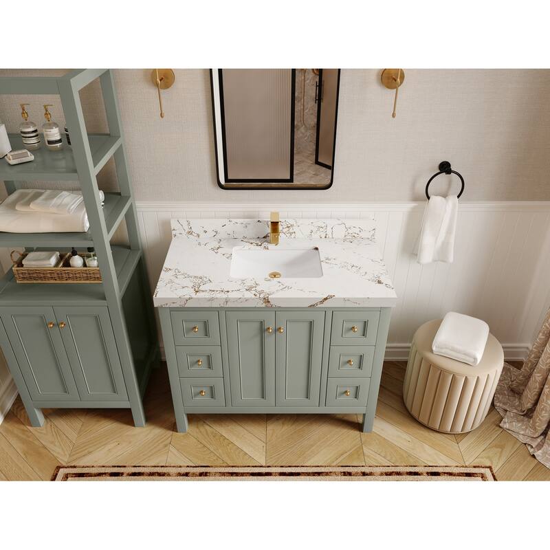 Willow Collections 42 in. W x 22 in. D Nashville Single Sink Bathroom Vanity with Countertop - 2"Viola Gold - Ivory