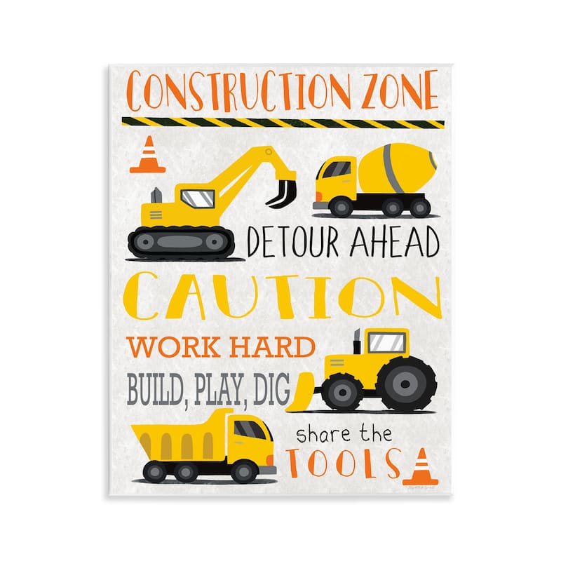 Stupell Construction Zone Ahead Wall Plaque Art Design By Elizabeth Tyndall - 11 x 14
