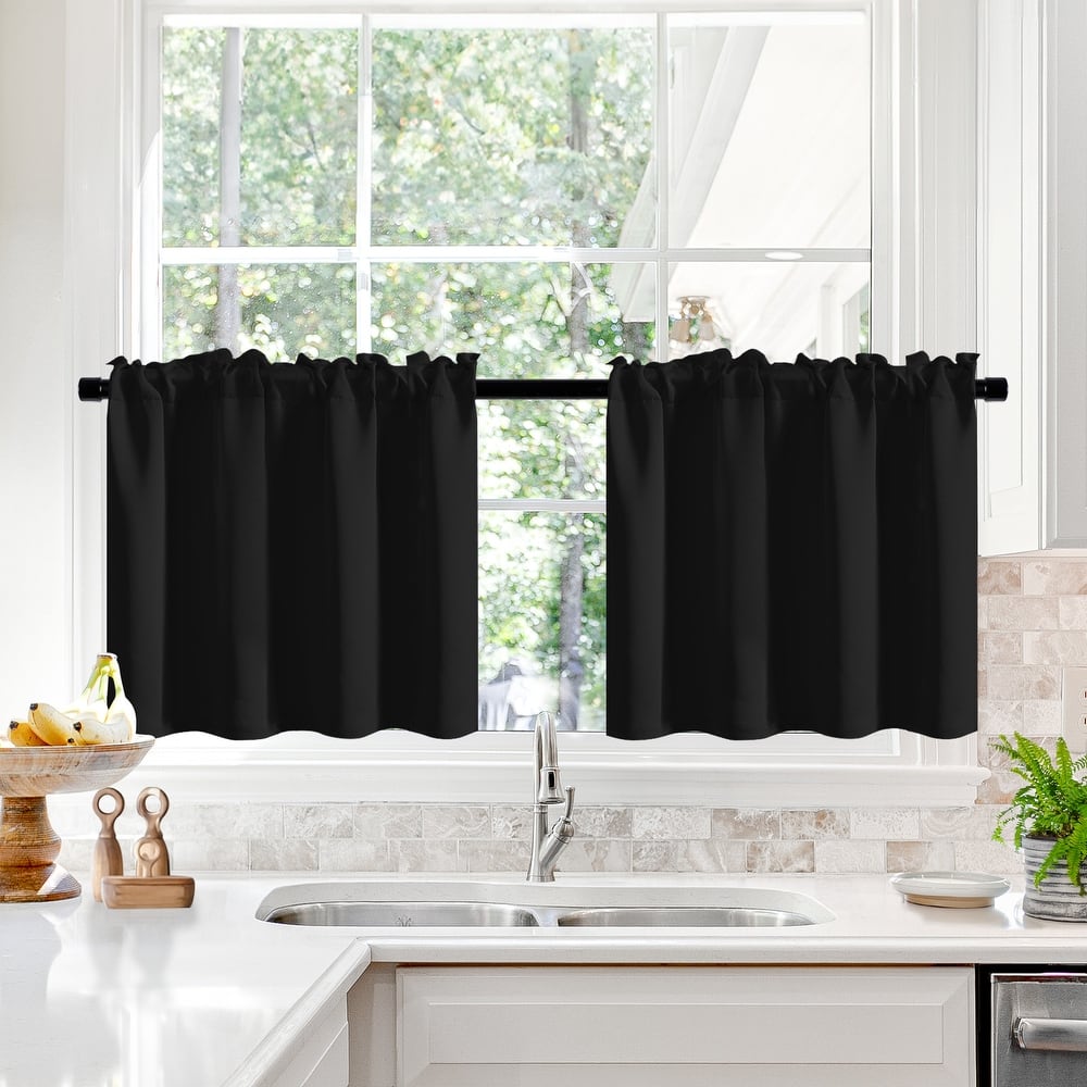 Deconovo Cafe Curtains Rod Pocket Window Short Drapes Tier Pair