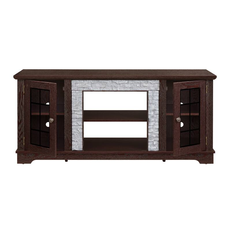 Classic TV Stand Entertainment Center for up to 65" TVs, Faux Stone Media Console Cabinet for Living Room