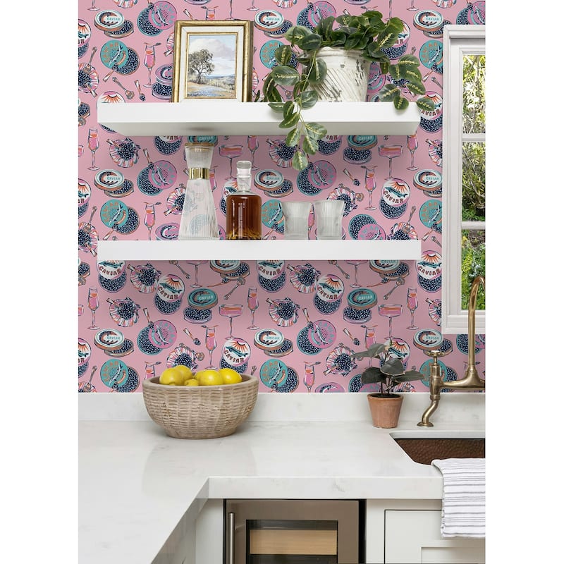 Champagne and Caviar Pink Peel and Stick Wallpaper