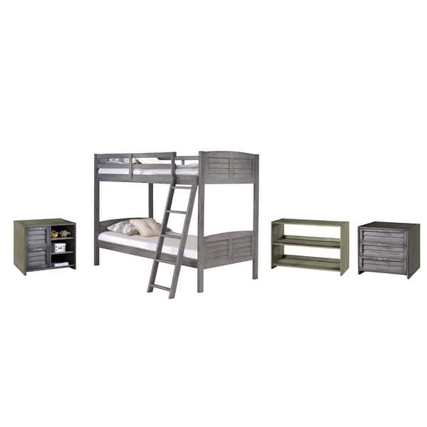 slide 2 of 13, Twin over Twin Bunk with Case Goods Bunk, 3 Drawer Chest, 2 Drawer Chest, Bookcase