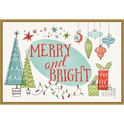 Merry and Bright Christmas Tree by Janelle Penner Framed Canvas Art