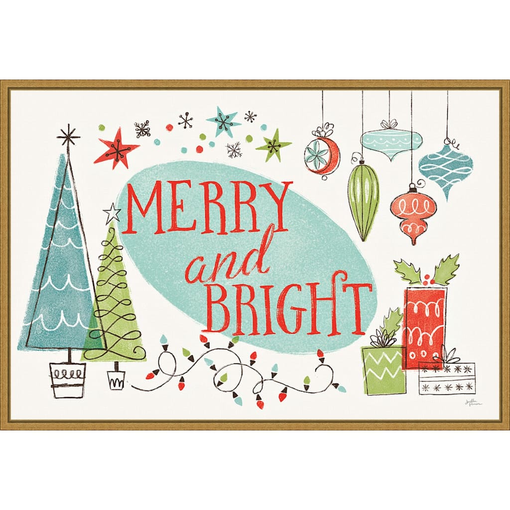 Merry and Bright Christmas Tree by Janelle Penner Framed Canvas Art