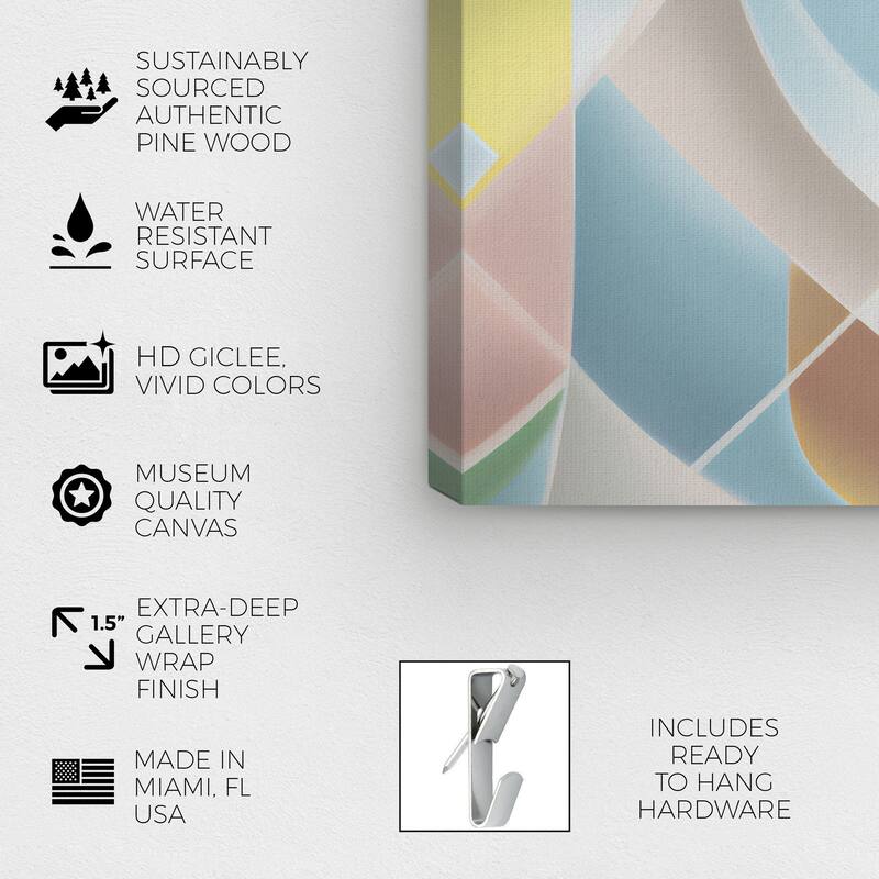 Wynwood Studio Canvas Abstract Pastel Geos Blue and Tan Mid-Century Modern Wall Art Canvas Print