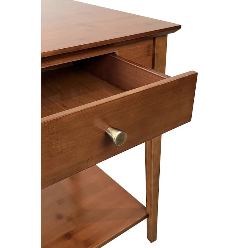 Solid Bamboo End Table with Drawer