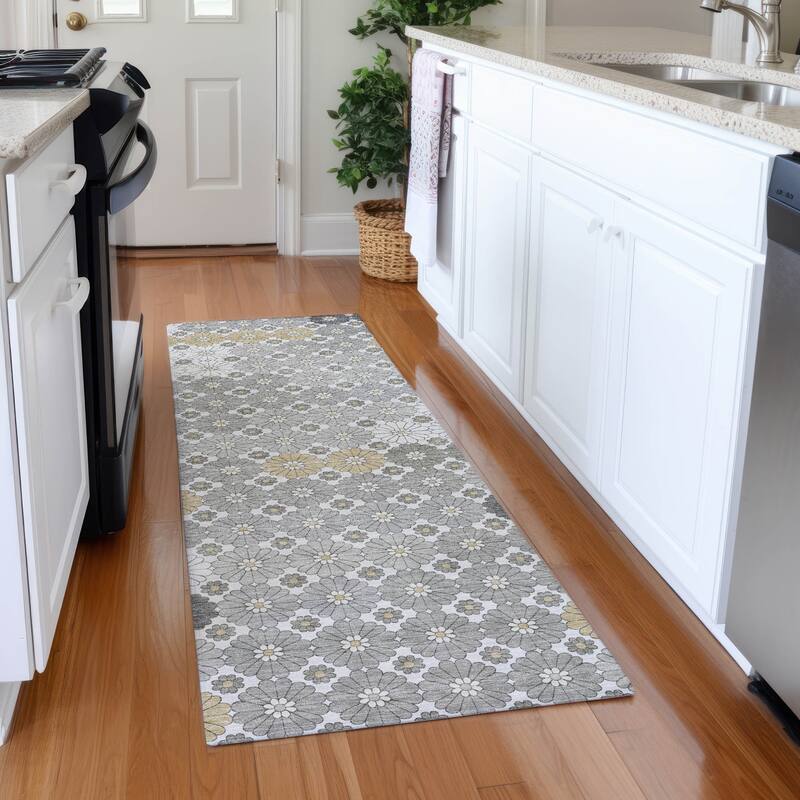 Premium Washable Super Soft Whimsy Mosaic Mayfield Rug - Gray - 2'3" x 7'6"