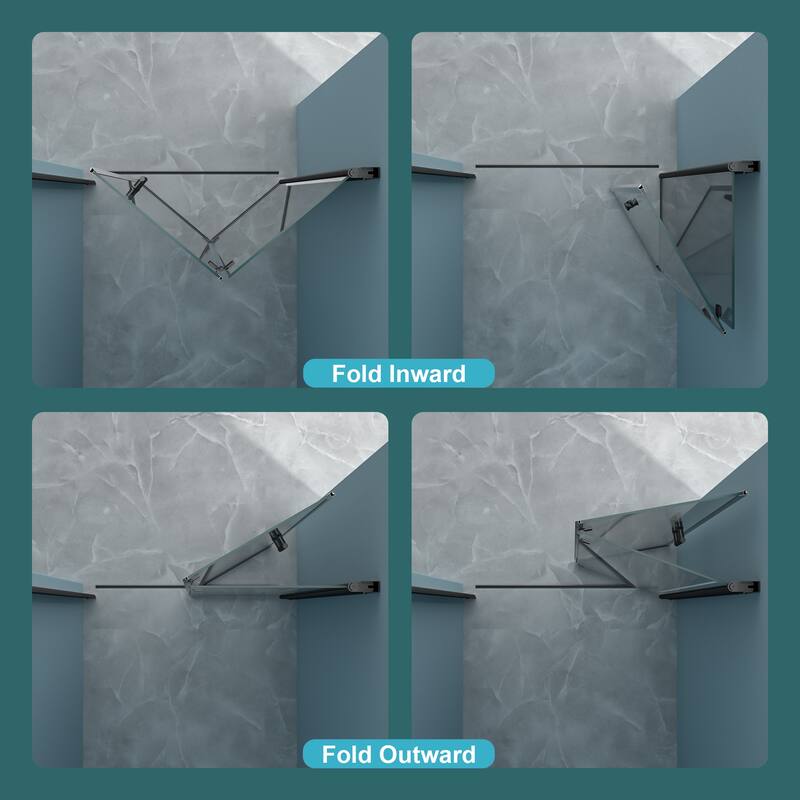 Fold Frameless Shower Door with Tempered Glass
