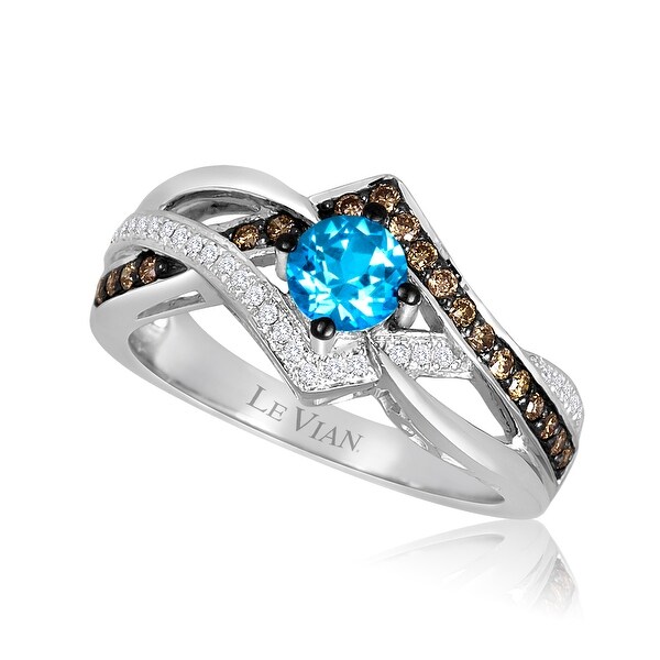 Encore by Le Vian Blue Topaz & Chocolate Diamond 14K White