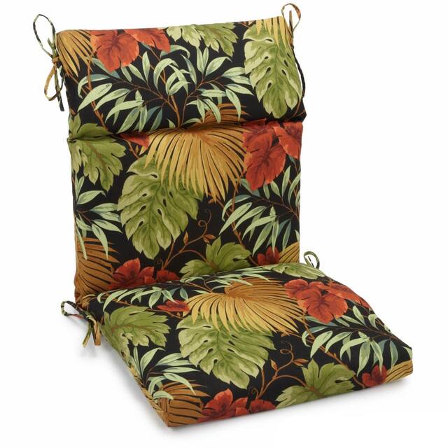 Blazing Needles Indoor/Outdoor Sectioned Chair Cushion - Tropique Raven