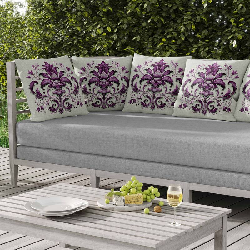 Vintage Veil Indoor/Outdoor Reversible Throw Pillow Green and Purple