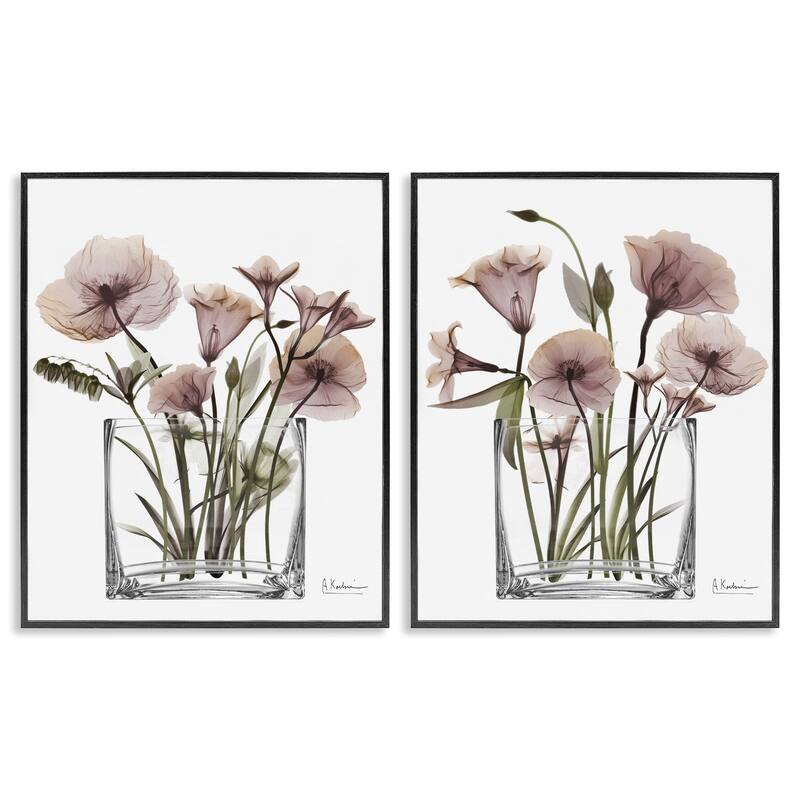 Stupell Earthy Infatuation Bouquet Framed Giclee Art Design By Albert Koetsier (Set of 2) - 16 x 20 - Black