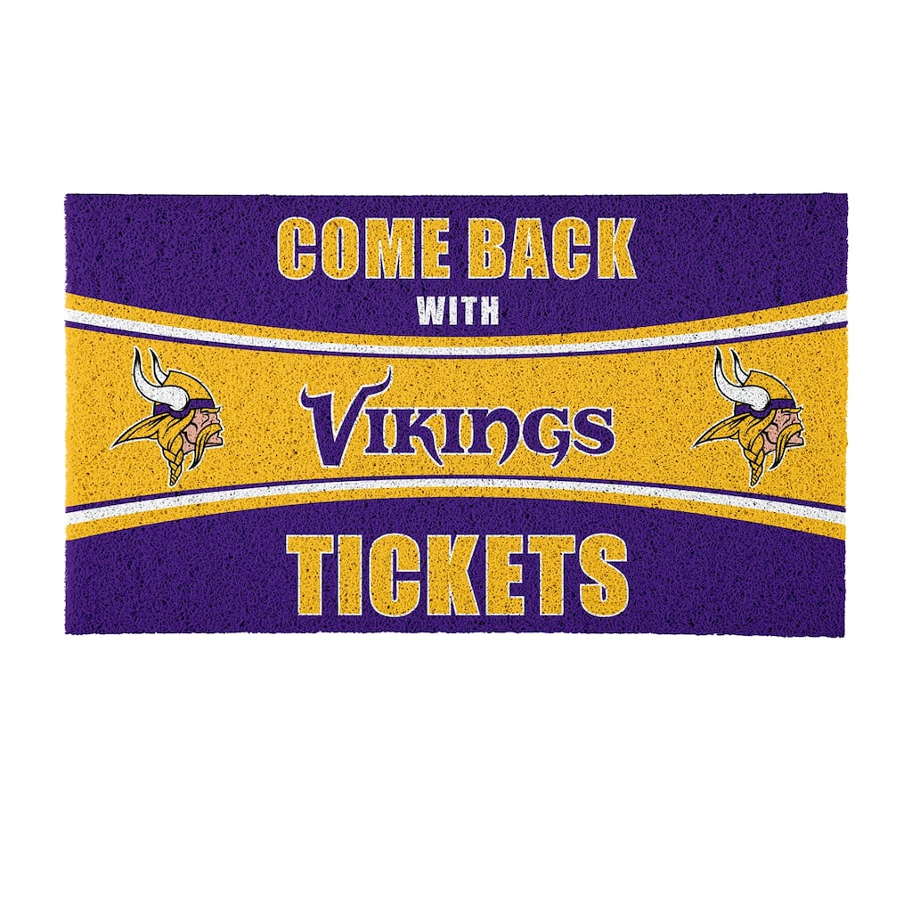 Minnesota Vikings 28 in. x 16 in. PVC "Come Back With Tickets" Trapper Door Mat