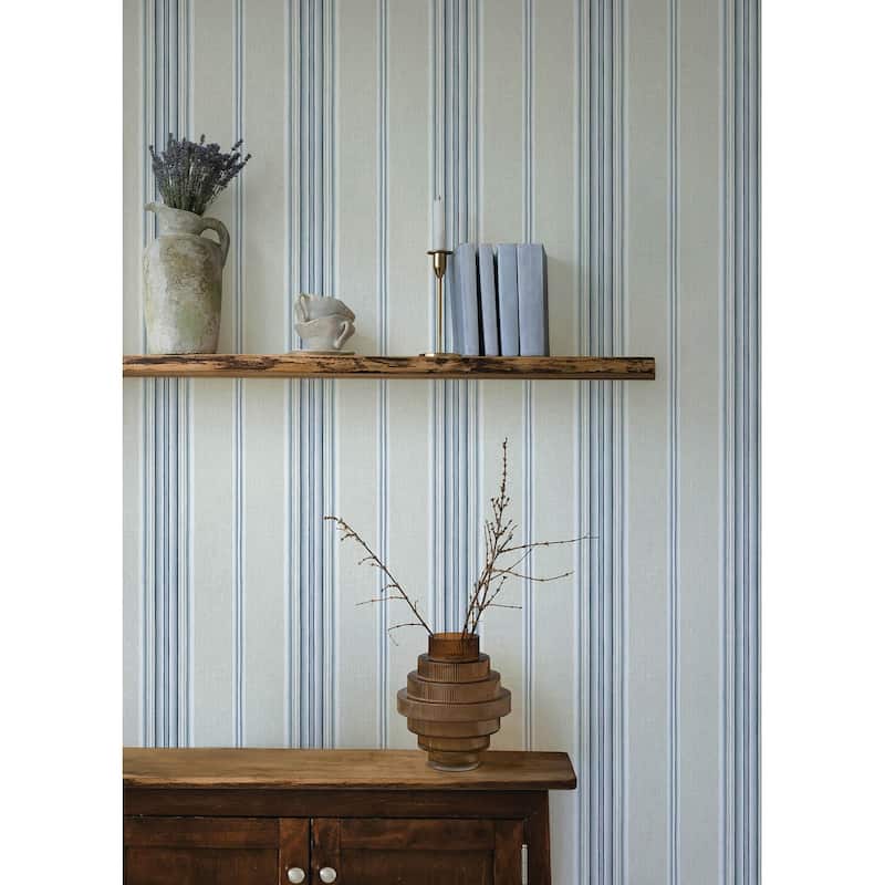 Chesapeake Calvados Blue Linen Stripe Wallpaper