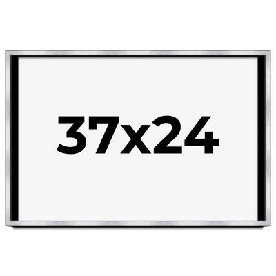 37x24 Shadow Box Frame Silver | 1.375 Inches Deep Real Wood
