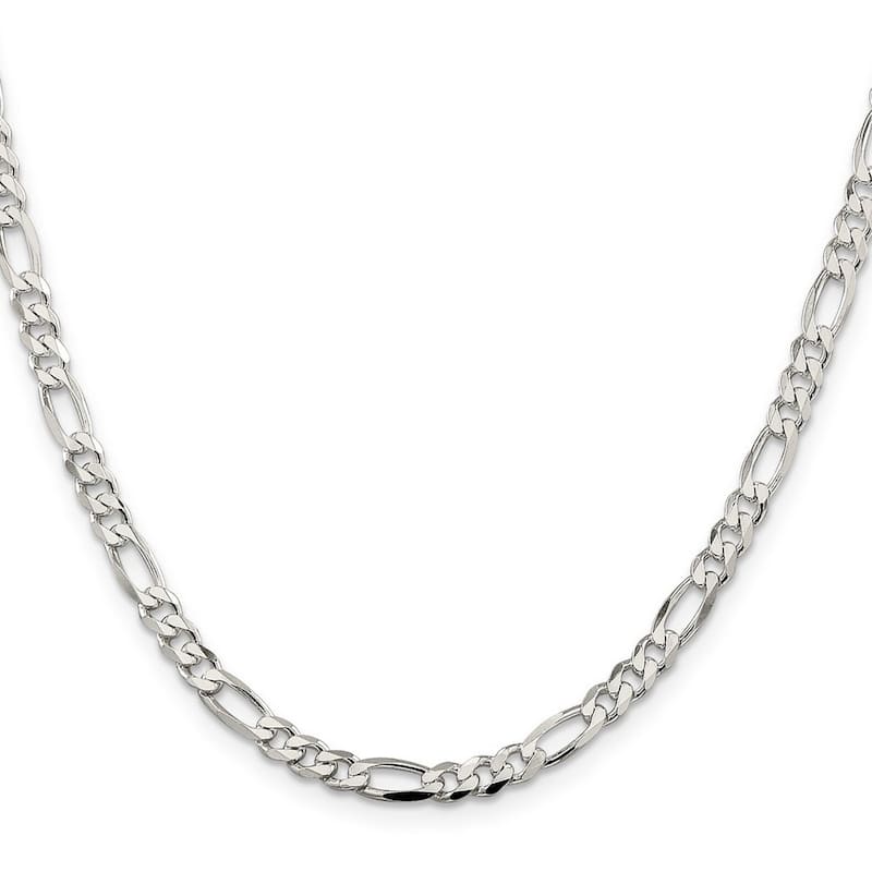 Curata 925 Sterling Silver 4.25mm Figaro Chain Necklace for Men