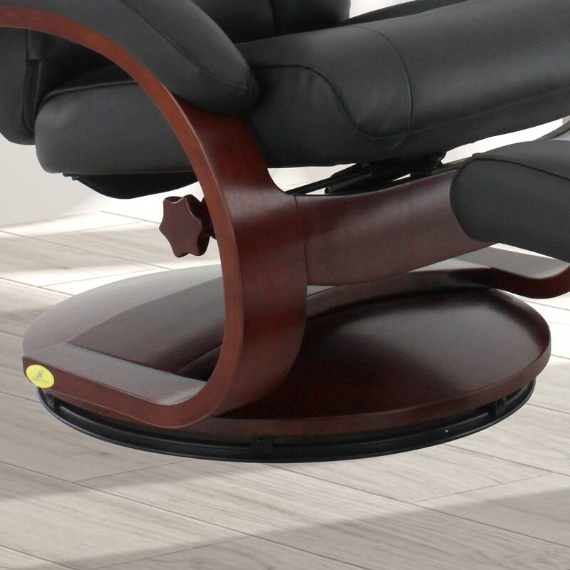 Relax-R Hamilton Recliner and Ottoman with Pillow Top Grain Leather