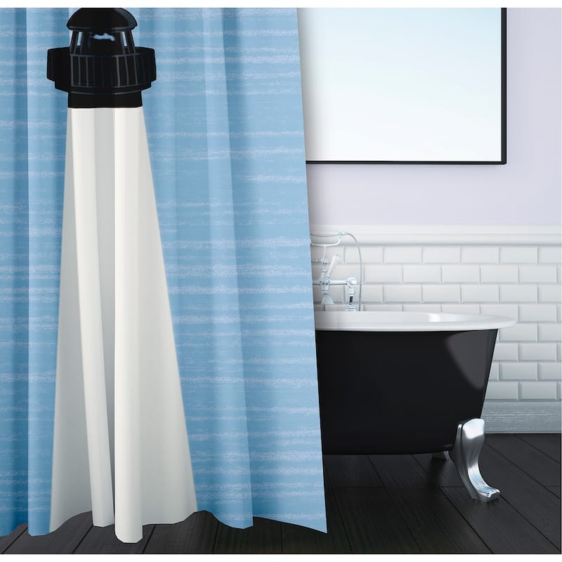 71 x 74-inch Light House Geometric Print Shower Curtain