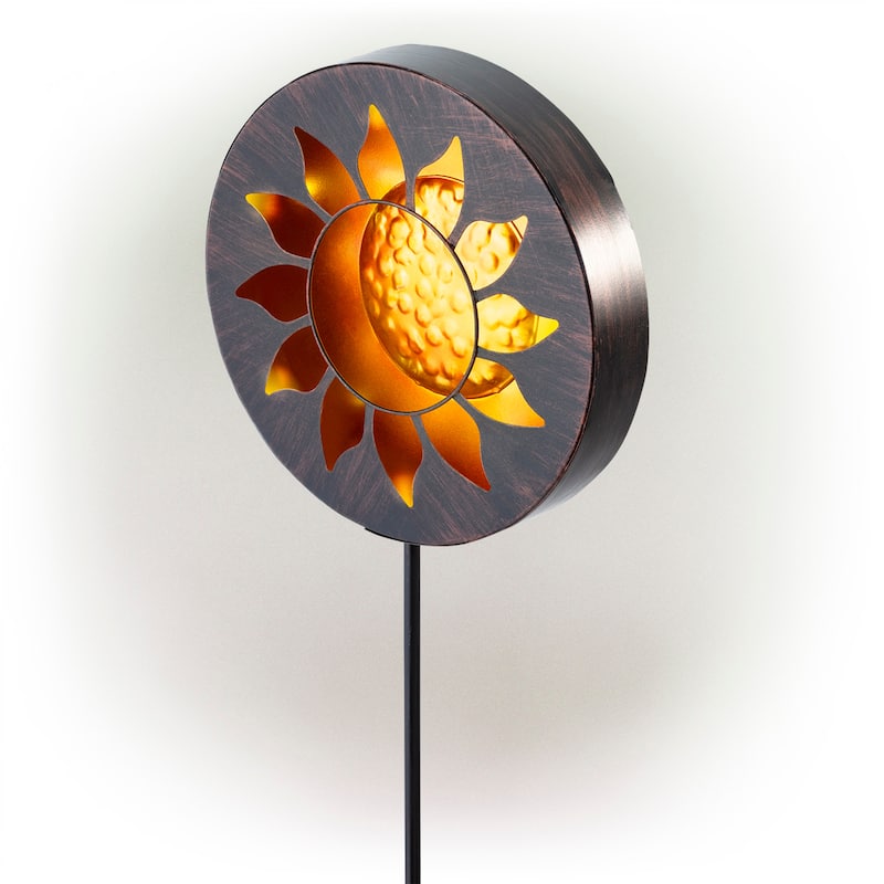 Alpine Corporation 40" Tall Outdoor Solar Powered Garden Stake Sunflower Design with LED Lights