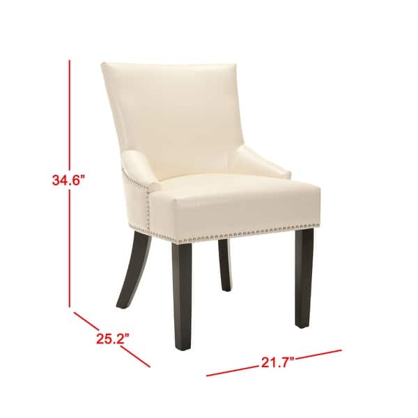 dimension image slide 2 of 7, SAFAVIEH Loire Leather Nailhead Dining Chairs (Set of 2)