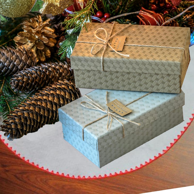 Velveteen Christmas Tree Skirt - 26" - White and Red