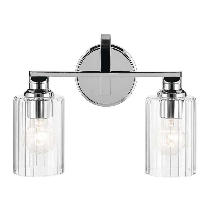 Kichler Lighting Gioe 14.25" 2-Light Vanity Light with Clear Fluted Glass in Chrome