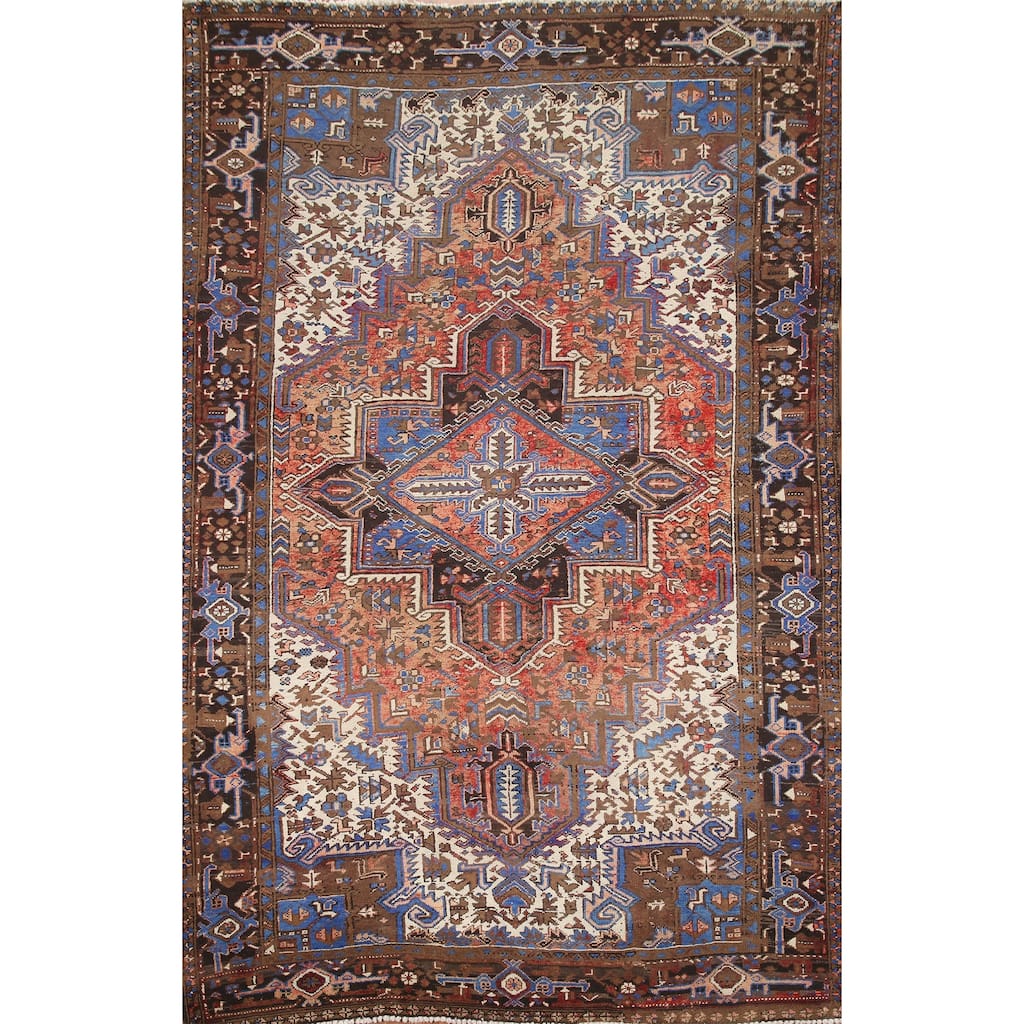Hand Knotted Oriental 100% Wool Carpet Traditional Medallion Red Heriz Area Rug - 10' 1'' X 7' 5''