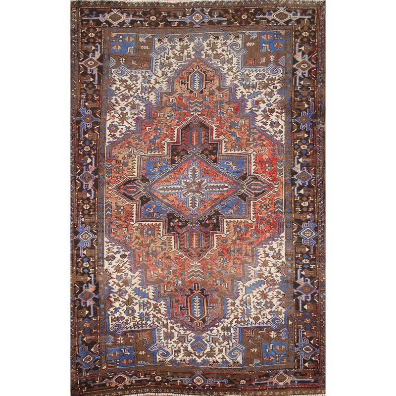 Hand Knotted Oriental 100% Wool Carpet Traditional Medallion Red Heriz Area Rug - 10' 1'' X 7' 5''