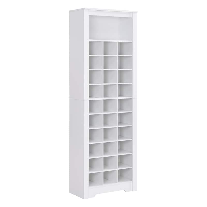 30 Free Standing Tall Cabinet Shoe Cabinet Shoe Cubby Console Storage Cabinet - White