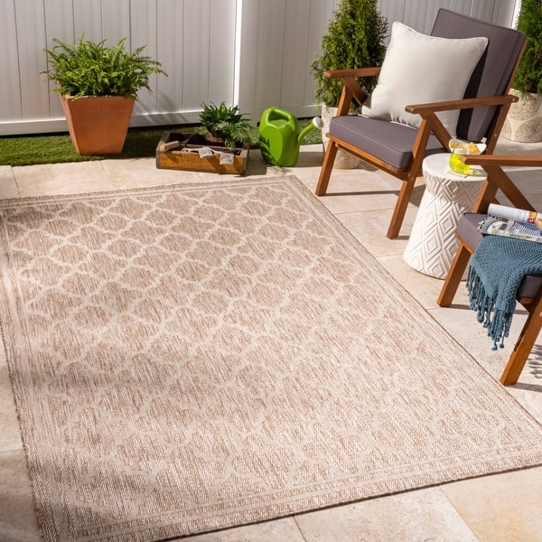 slide 2 of 30, Livabliss Tuareg Vintage Diamond Outdoor Rug 9'2" x 12' - Brown