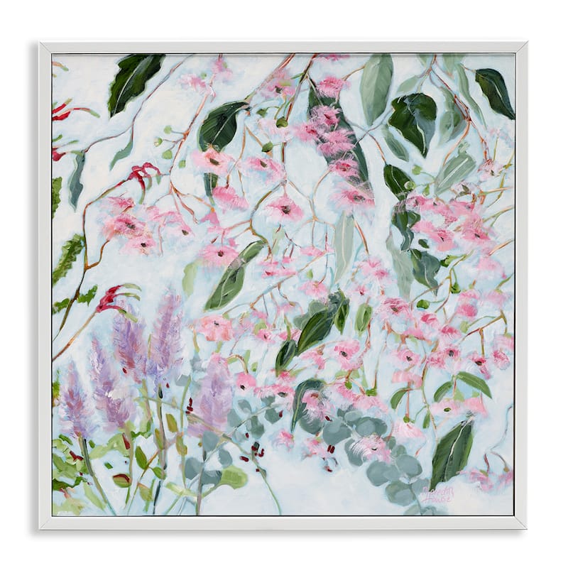 Stupell Chic Pink Garden Blossoms Framed Giclee Art Design By Meredith Howse - 24 x 24 - White