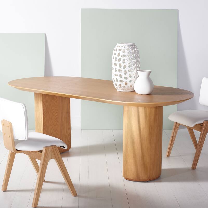 SAFAVIEH Couture Svenja Wood Dining Table - 79 In W x 35 In D x 29.5 In H - 79Wx35Dx30H - Natural