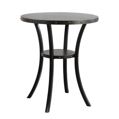 36 Inch Round Wood Bar Table with Flared Legs, Black