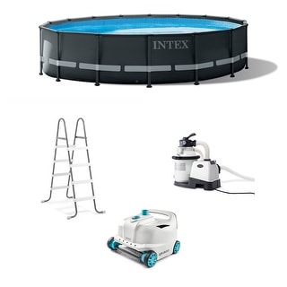 Intex Ultra XTR 16ft x 48in Above Ground Pool Set w/ Pump & Cleaner Robot Vacuum - 192 x 192 x 48 inches