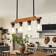 preview thumbnail 38 of 67, Farmhouse Linear Chandelier Rustic Wood Kitchen Island Lighting Dining Room Pendant Light Fixture with Seeded Glass Shade