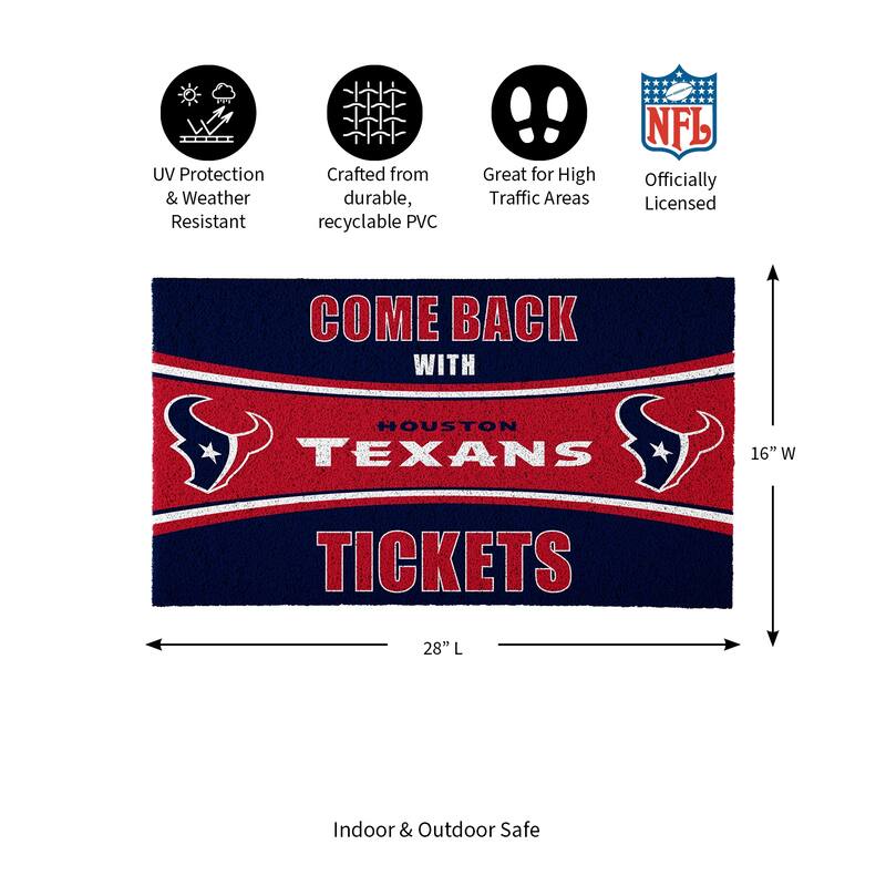 Houston Texans 28 in. x 16 in. PVC "Come Back With Tickets" Trapper Door Mat