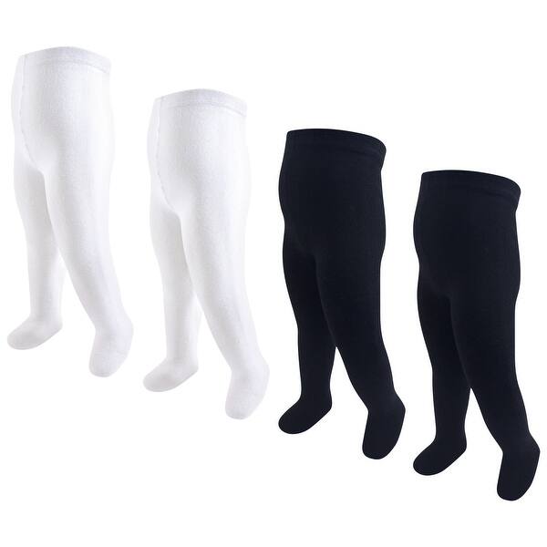 slide 1 of 1, Touched by Nature Baby Girl Organic Cotton Tights, Black White Black White - 0-9 Months