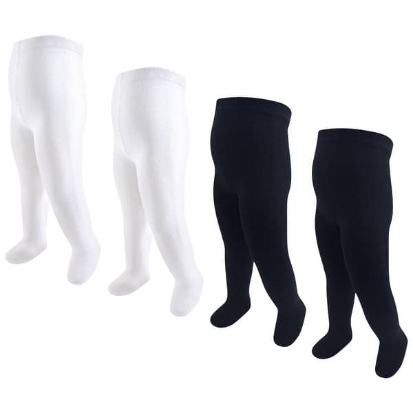 slide 1 of 1, Touched by Nature Toddler and Kids Girl Organic Cotton Tights, Black White 2-4T - Black White