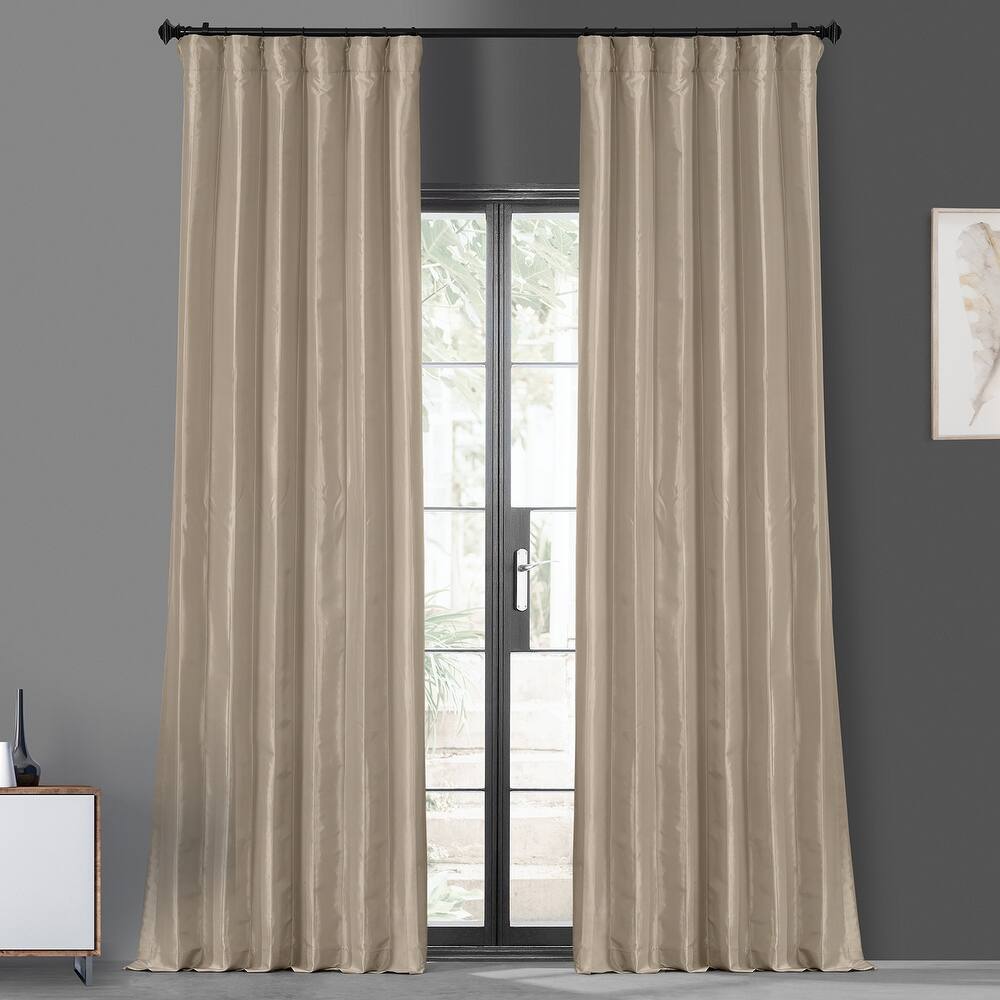Exclusive Fabric Faux Silk Taffeta Solid Blackout Curtain (1 Panel)