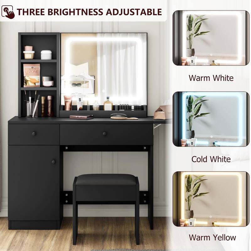Makeup Vanity with Mirror and LED Light