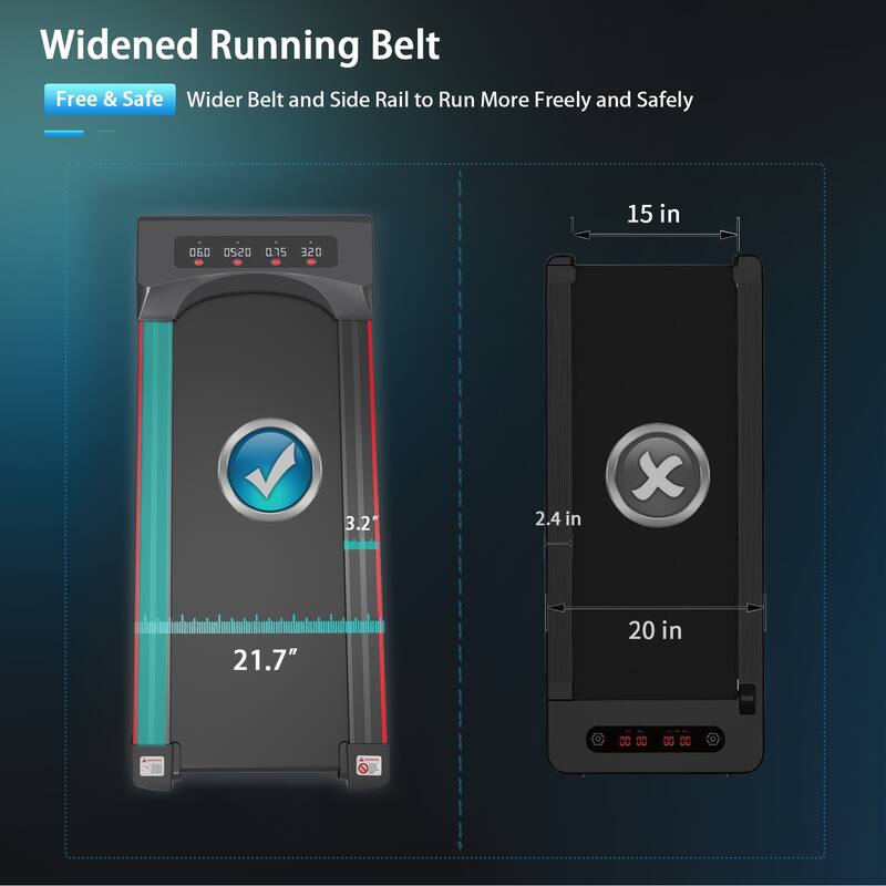 2.5HP Under Desk Walking Pad Treadmill Portable Walking Jogging Treadmill Compact Mini Treadmill with 5-Layer Cushioning