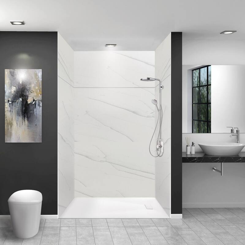 Transolid LWKX60367224 Lusso 96" H x 60" W x 36" D Three Wall Alcove - Palladio White